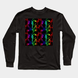 Rainbow Hearts With Black Background Long Sleeve T-Shirt